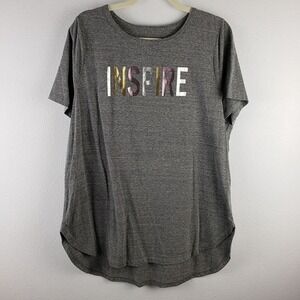 Lane Bryant Women's Size 14/16 Inspire Graphic Tee Shirt‎ Heather Gray Round Hem